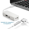 Miniatyrbild 3 av 5: USB-C Magsafe Adapter 3 i 1 Typ-C till Magsafe 1/2 Konverteringsadapter för Laptops Smartphones Vit