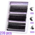 Eyelashes 270 pcs - 60D/80D/100D - D-curl 10-18 mm - Pre-made Volume Lashes - Cluster Lashes - DIY