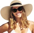 Dame Solstråhat Bred Skygge UPF 80 Sommerhat Sammenfoldelig Pakbar Floppy Strandhatte til Kvinder Blanda Beige Medium-Large