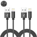 Pikkukuva 1 / 4: 2-pakkaus 2 metrin Lightning iPhonen latauskaapeli, musta
