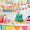 Miniatyrbillede 5 af 7: 4 stk. Ugle Fødselsdagsbannere Farverige Ugle Flagbannere Ugle Print Bunting Banner Ugle Tema Party Dekorationer til Babyshower Fødselsdagsfest Tilbehør