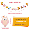 Miniatyrbillede 2 af 7: 4 stk. Ugle Fødselsdagsbannere Farverige Ugle Flagbannere Ugle Print Bunting Banner Ugle Tema Party Dekorationer til Babyshower Fødselsdagsfest Tilbehør