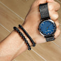 Miniatyrbild 2 av 6: Svarta Pärl armband för Män Pojkar - 6mm Obsidian Onyx Lava Pärlor Armband Set för Par - Julgåvor Födelsedagspresenter