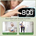 Miniatyrbild 2 av 5: LED Digital Väckarklocka med Snooze-funktion, 2 Alarm, 12/24H USB Laddningsbar Spegel Yta för Sovrum Kontor