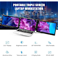 Miniatyrbild 5 av 5: Triple Screen Laptop Monitor, 13,3 tums bärbar datorskärm Plug and Play Laptop Screen Extender