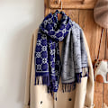Miniatyrbillede 4 af 7: Jacquard-designet vinter dobbeltsidet tørklæde cashmere blød varm lang kvast cashmere sjal kold vindsikkert tæppe tørklæde 4