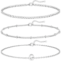 Miniatyrbillede 1 af 5: 3 stk. Hvidguld Initial Armbånd til Kvinder Fint 14K Guld Armbånd Stak Brev Lænke Charm A-Z Monogram Armbånd Anti-Misfarvning Smykker