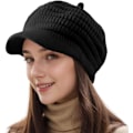 Miniatyrbillede 1 af 6: Damer Vinterhatte - Varmt Strikket Visirhat Damer Fleeceforet Varmt Fleece Spids Beret 2