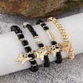 Miniatyrbillede 4 af 5: 4 stk. Bohemian Butterfly Krystal Steng Armbånd til Kvinder Guld Perle Stabelbar Stræk Armbånd Farverig Charm