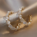 Miniatyrbilde 2 av 7: Mote oval opal hoops øredobber for kvinner fest jenter temperament tilbehør unike øredobber gave