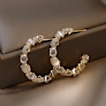 Miniatyrbilde 4 av 7: Mote oval opal hoops øredobber for kvinner fest jenter temperament tilbehør unike øredobber gave