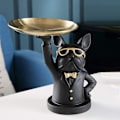 Miniatyrbillede 2 af 3: Sort Bulldog med Løftet Bakke - Statue
