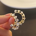 Miniatyrbilde 5 av 7: Mote oval opal hoops øredobber for kvinner fest jenter temperament tilbehør unike øredobber gave