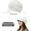 Miniatyrbilde 4 av 4: Vinterstrikket lue med brem for kvinner, svart, hvit, grå, elegant beanie med varm fleecefôr 2