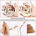 Miniatyrbild 4 av 6: Vinterland Ornament för Julgran - 6-pack Julgranspynt i Trä för Vinterjul