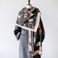 Miniatyrbillede 7 af 7: 2024 Pashmina-Sjal Varmt Kashmir-Tørklæde Kvinder Design Kat Vinter Tykt Tæppe Kvinders Turban Kappe 7