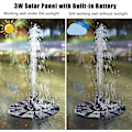 Miniatyrbillede 2 af 3: Solar springvandspumpe med led lys, 3w fritstående flydende sol vand springvand med batteri backup og 8 dyser, udendørs sol vand pumpe sæt til B