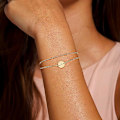 Miniatyrbillede 4 af 6: A-Z Guld Initial Armbånd til Kvinder Trendy - Fint 42K Guldbelagt Lagdelt Perlebogstav Initial Armbånd Personligt Disk Monogram Armbånd