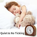 Miniatyrbild 3 av 6: Mörk Trä, Batteridriven Morgonväckarklocka Snooze-Funktion Luminous Resa Trä Väckarklocka Tyst Icke-Tickande Analog Väckarklocka Händer Stigande S