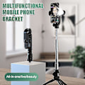 Miniatyrbillede 2 af 5: Selfie Stick Bluetooth Fjernbetjening Selvudløser Stativ Mobil Live Streaming Beslag Holder Hvid