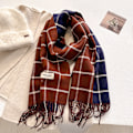 Miniatyrbillede 6 af 7: Vintervarme Luksusmærker Klassisk Engelsk Stil Kvinders Sjal Mode Tartan Dobbeltsidede Sjal Tassel Sjal Pashmina Dame 1