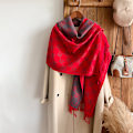 Miniatyrbillede 6 af 7: Jacquard-designet vinter dobbeltsidet tørklæde cashmere blød varm lang kvast cashmere sjal kold vindsikkert tæppe tørklæde 4