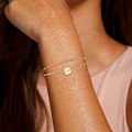 Miniatyrbillede 4 af 6: A-Z Guld Initial Armbånd til Kvinder Trendy - Fint 30K Guldbelagt Lagdelt Perlebogstav Initial Armbånd Personligt Disk Monogram Armbånd