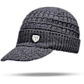 Miniatyrbillede 2 af 6: Mænds Vinterhue med Skygge - Varmt Strikket Beanie med Fleecefor 2