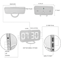 Miniatyrbild 4 av 6: Digital väckarklocka, 6,5" storskärms LED-spegelväckarklocka med dimningsläge, justerbar ljusstyrka, 2 USB laddningsportar, vit