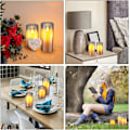 Pikkukuva 3 / 5: 3 kpl paristokäyttöisiä välkkyviä liekittömiä kynttilöitä (D: 3" x K: 4" 5" 6") LED-kynttilät, jotka on valmistettu kaukosäätimellä ja 24 tunnin ajastimella (harmaa)
