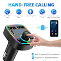 Pikkukuva 3 / 5: Auton Bluetooth 5.0 FM-lähetin PD Type-C Dual USB 3.1A Nopea Lataus Värillinen Ympäristövalo Handsfree MP3 Modulaattori Soitin