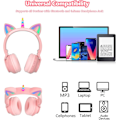 Miniatyrbilde 3 av 5: Trådløse Bluetooth-hodetelefoner, Hodetelefoner for barn, Foldbare Unicorn Bluetooth-hodetelefoner (Rosa)