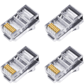 Miniatyrbillede 1 af 5: 100 stk. RJ45-stik 6u forgyldt gennemgang Ethernet-kabler modul stik netværk RJ-45 krystal