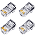 Pikkukuva 1 / 5: 100 kpl RJ45-liitin 6u kullattu läpivienti Ethernet-kaapelimoduulin pistoke verkko RJ-45 Crystal