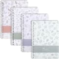 A5 Spiralblokk 4-pakning, 120 linjerte sider - Blomsterdesign [JUN]