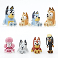 Miniatyrbillede 1 af 5: 8 stk. Bluey Playtime Legetøj Anime Leddelt Bevægelig Actionfigur Model Gaver Figurer one size