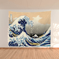 Miniatyrbillede 1 af 5: Japansk Ukiyo-e Tapet Væghængning Stor Bølge Kanagawa Vægtapet Kunst Hjem Decor Til Stue Soveværelse Sengeside Kollegium (51,2 X 59,1 Tommer)