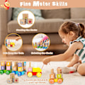 Miniatyrbilde 3 av 4: Tretren i tre med stablespill - Baby Block Pull Toy med formsortering Tidlig utdanning leketøy for småbarn gutter jenter