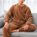 Miniatyrbillede 4 af 5: Vinterpyjamassæt tykt varm flannel hjemmetøj Mænd Loungesæt Kvindepyjamas hjemmetøj large size(70-80kg)