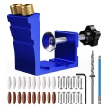 Miniatyrbilde 1 av 5: Pocket Hole Jig Kit, Pocket Hole Drill Guide Jig Set For 15 Vinklede Hull, For Trebearbeiding Vinkel Dr