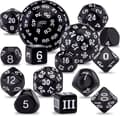15-sidet terningesæt, sort og hvid, Polyhedral Dice Set f(FQ)
