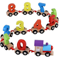 Miniatyrbillede 1 af 5: 11 stk. Lmell trætogsæt, trælegetøjstalformtog tidlig læring pædagogisk legetøj gave