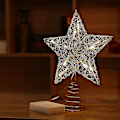 Miniatyrbilde 4 av 5: Julepynt Topper Med Gullstjerner Og Led-Lys Til Julepynt
