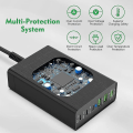 Miniatyrbillede 2 af 5: 96w 6-port Desktop Usb-opladningsstation med 3 Usb-c-porte og Qc3.0-porte, 20w hurtigoplader Eu Plu