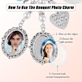 Miniatyrbillede 3 af 5: Buket Foto Charm Brudebuket Charm Bryllup Mindependant Med Oval Glas Cabochons Custom Memory Foto Keepsake Billedramme - Lacy Design