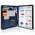 Miniatyrbillede 2 af 5: Skrivemappe A4 med lynlås, clipboard businessmappe konferencemappe, dokumentmappe læder, portefølje padfolio blå