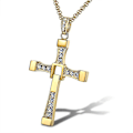 Pikkukuva 1 / 5: 316l ruostumaton teräs Fast And Furious -elokuvien näyttelijä Dominic Toretto Rhinestone Cross Crystal -riipusketju kaulakoru miesten korut