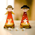 Miniatyrbilde 3 av 4: 2 stk Julepynt Malte Metall Lysestaker Scenedekorasjon Boy