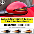 Miniatyrbillede 2 af 5: 2 stk Dynamiske Blinklys til Honda Civic 8. generation Mk8 Hatchback LED Blinklys 3D 5D Lys Sidespejl Lampe 2006 2012 Fn2 Fn Fk