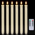 6-pack Battery Operated LED Taper Candles, with Remote Control and Timer, Made of Real Wax, Flickering Warm White Light D